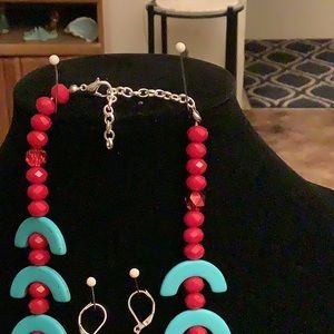 Genuine turquoise and sterling silver necklace.